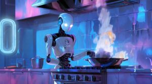 ロボットが中華鍋を振って料理