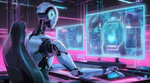 ロボットがホログラム画面で仕事をする