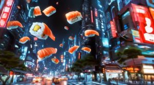 街に浮かぶ寿司